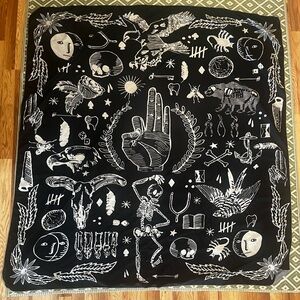 Killstar Vibes Black and White Occult Esoteric Witchy Tapestry